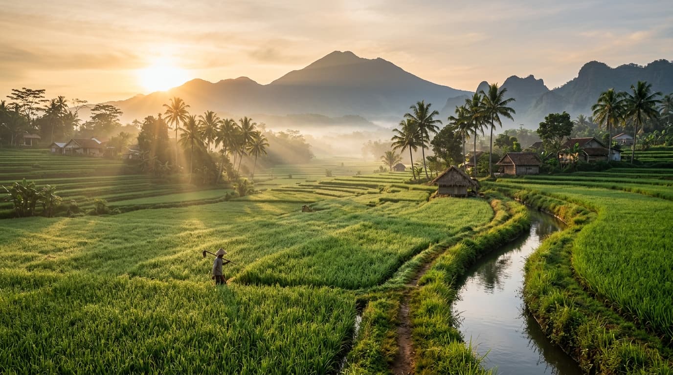 Panorama Asri Persawahan Desa Kadugenep